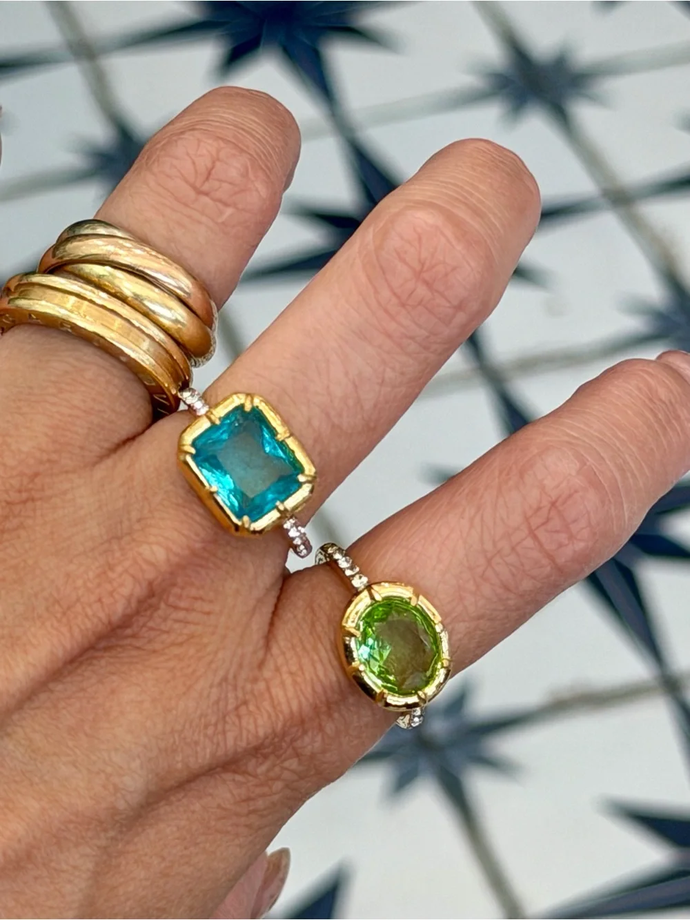 New Vintage-Inspired Emerald Cut Ocean Blue Gemstone Cocktail Ring 7